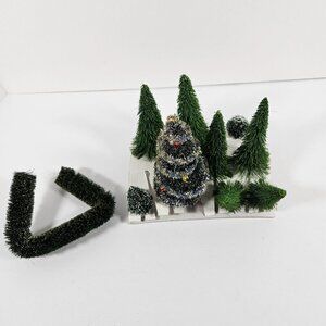 Department 56 Mini Sisal Evergreens Christmas Tree Bush Hedge Pine Trees Lot